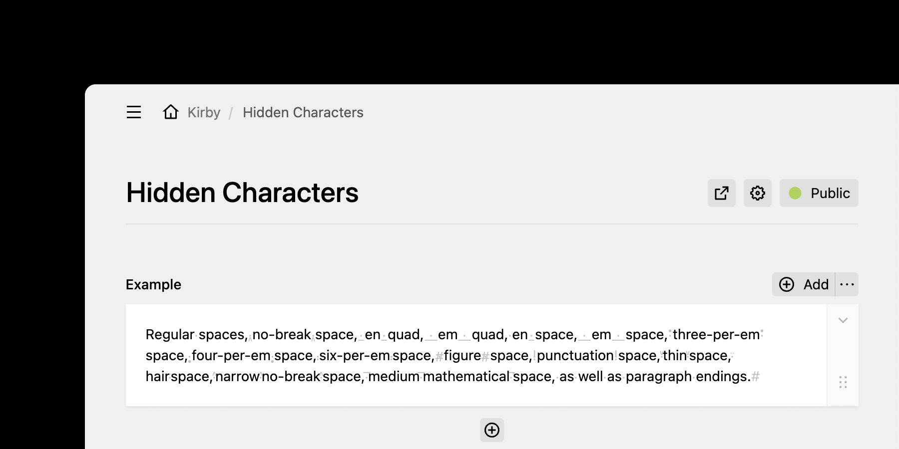 Hidden characters kirby cms plugins