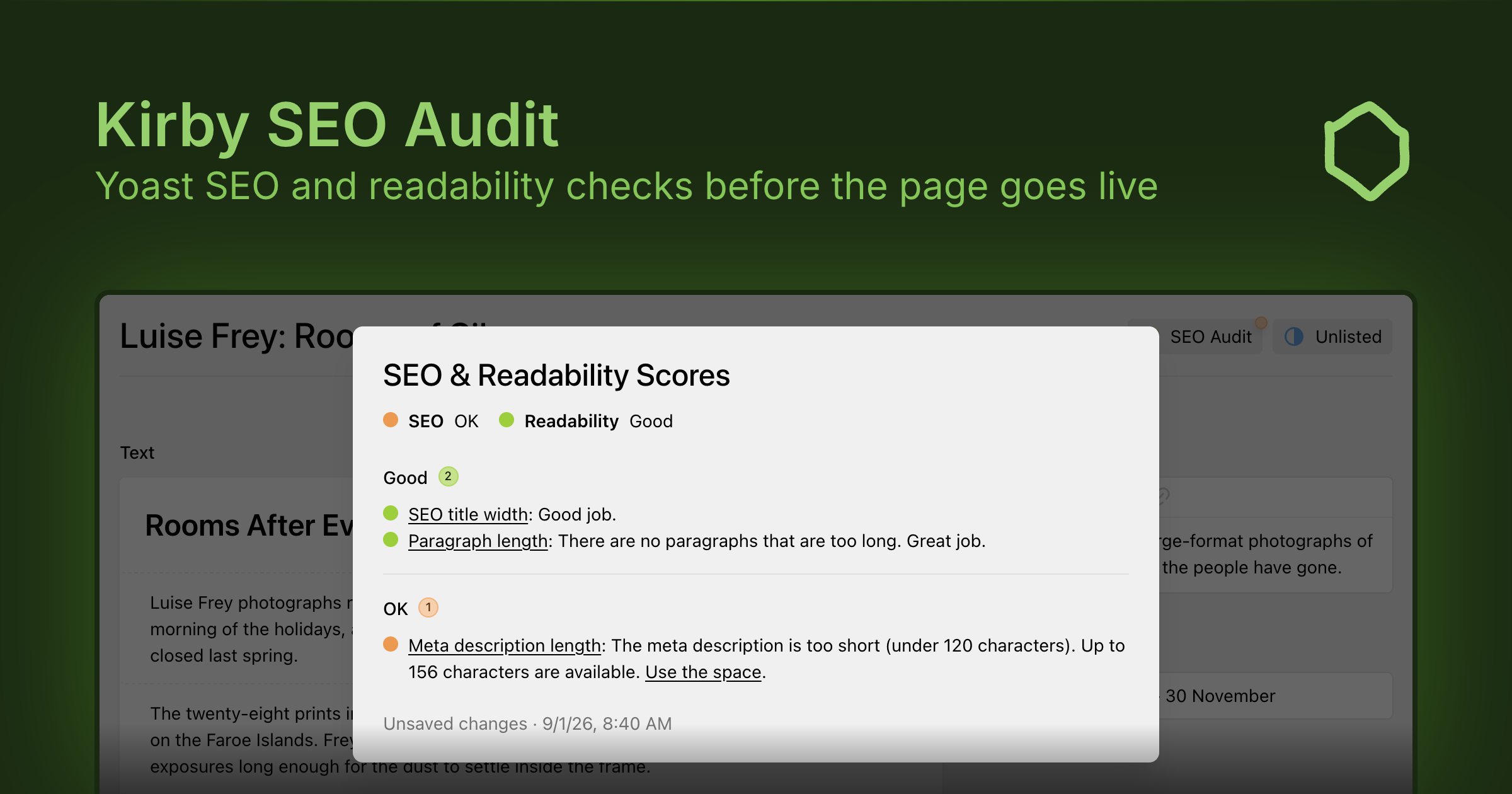 SEO Audit | Kirby CMS Plugins
