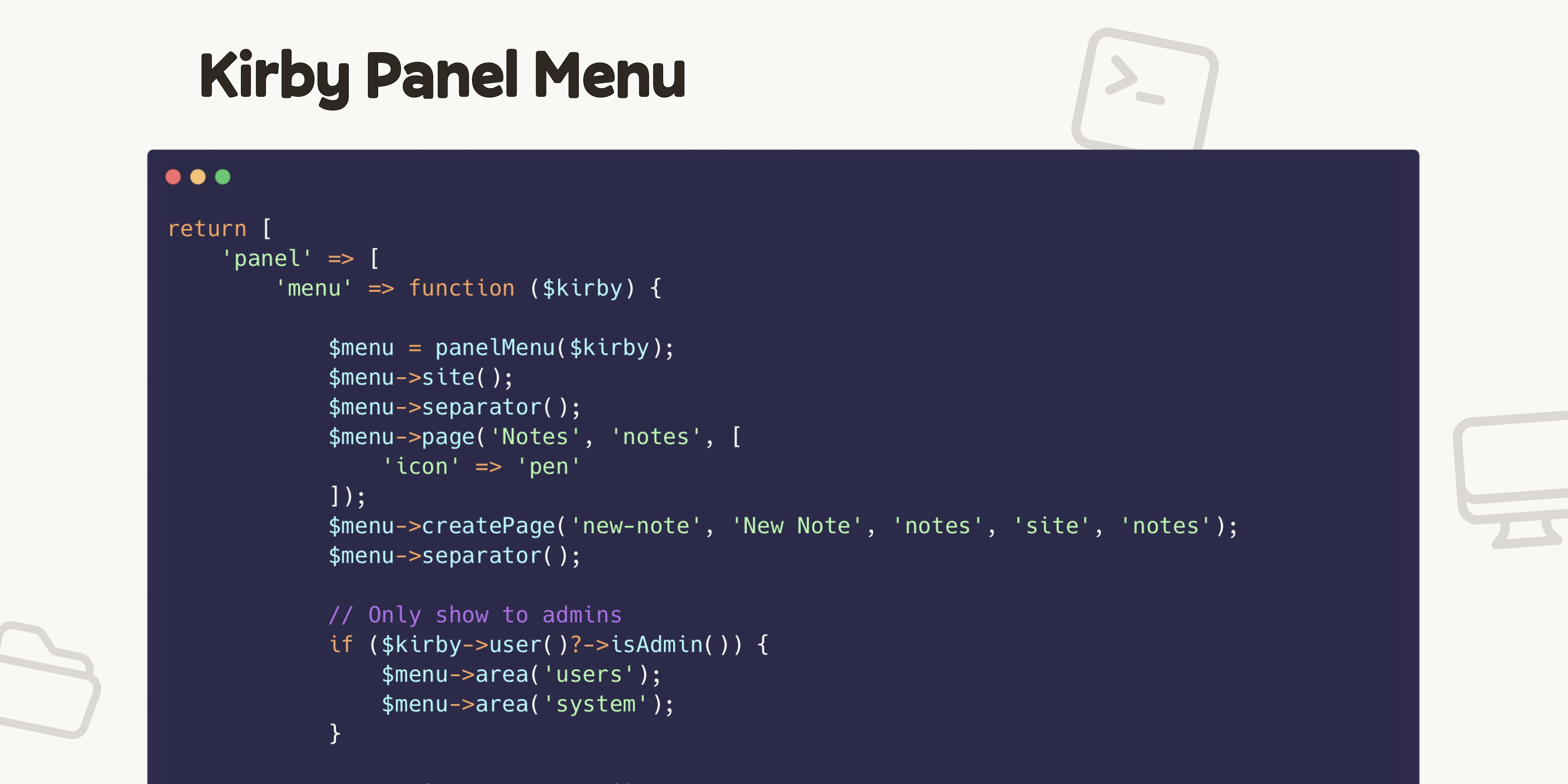 Panel Menu | Kirby CMS Plugins