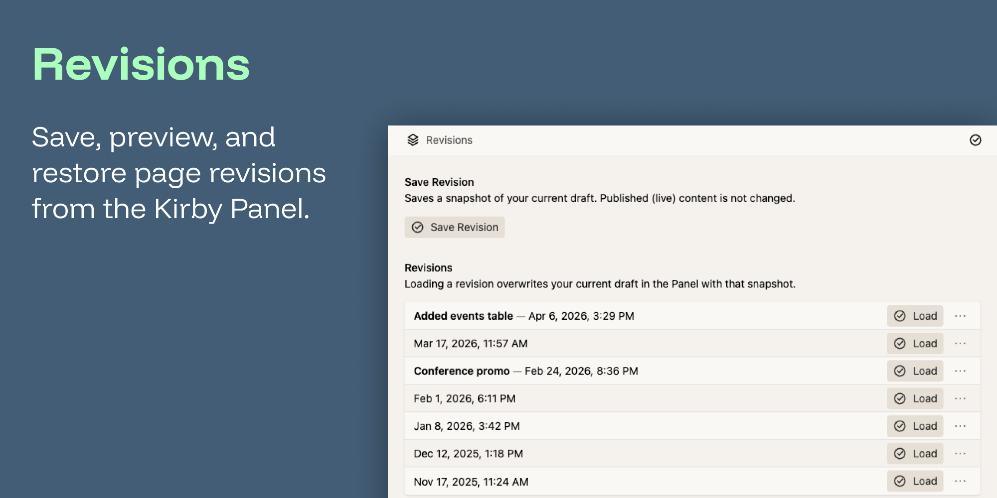 Revisions | Kirby CMS Plugins